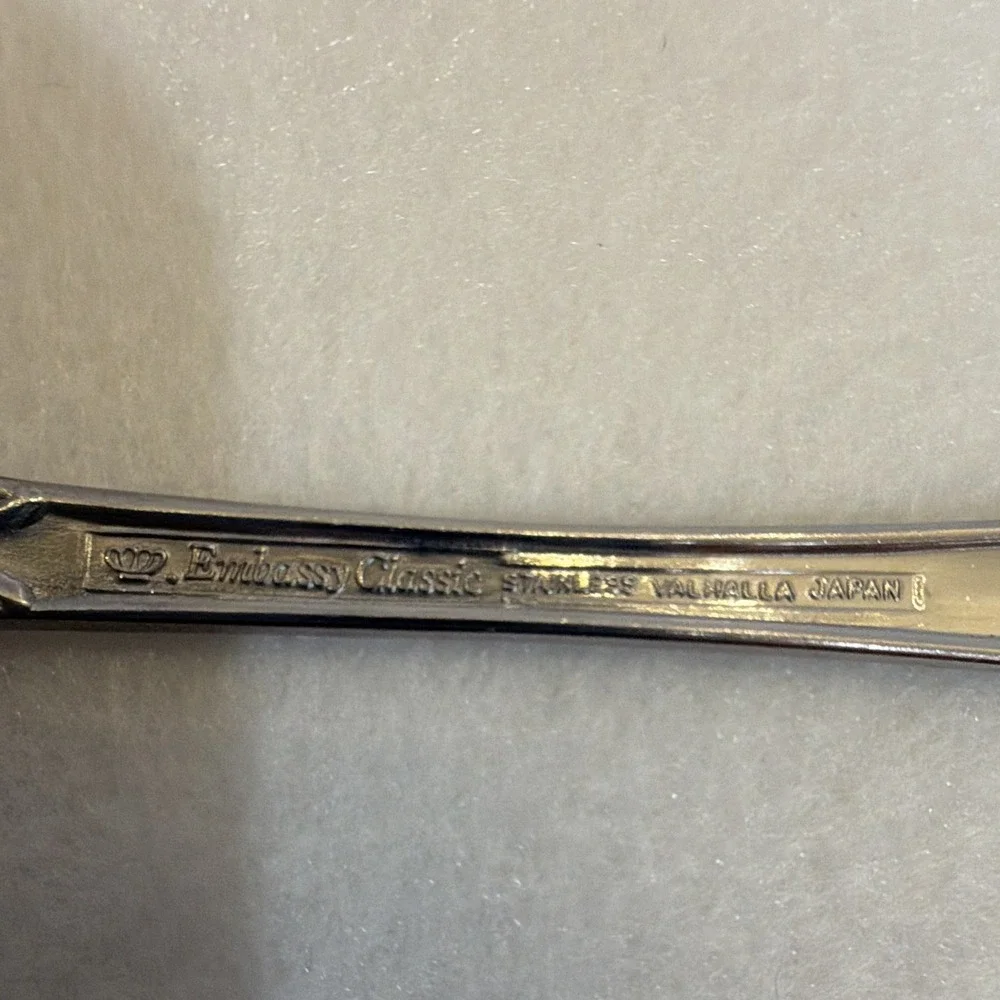 Embassy Classic VALMORRA Stainless Steel Spoon Floral Handle Glossy 7 1/2 in